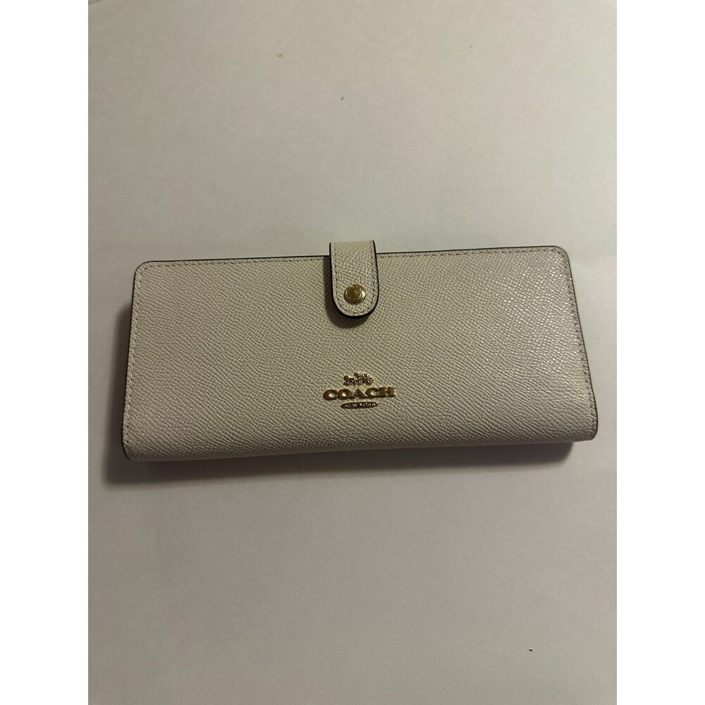 Coach Crossgrain Leather Slim Wallet Cream Card and ID Holder